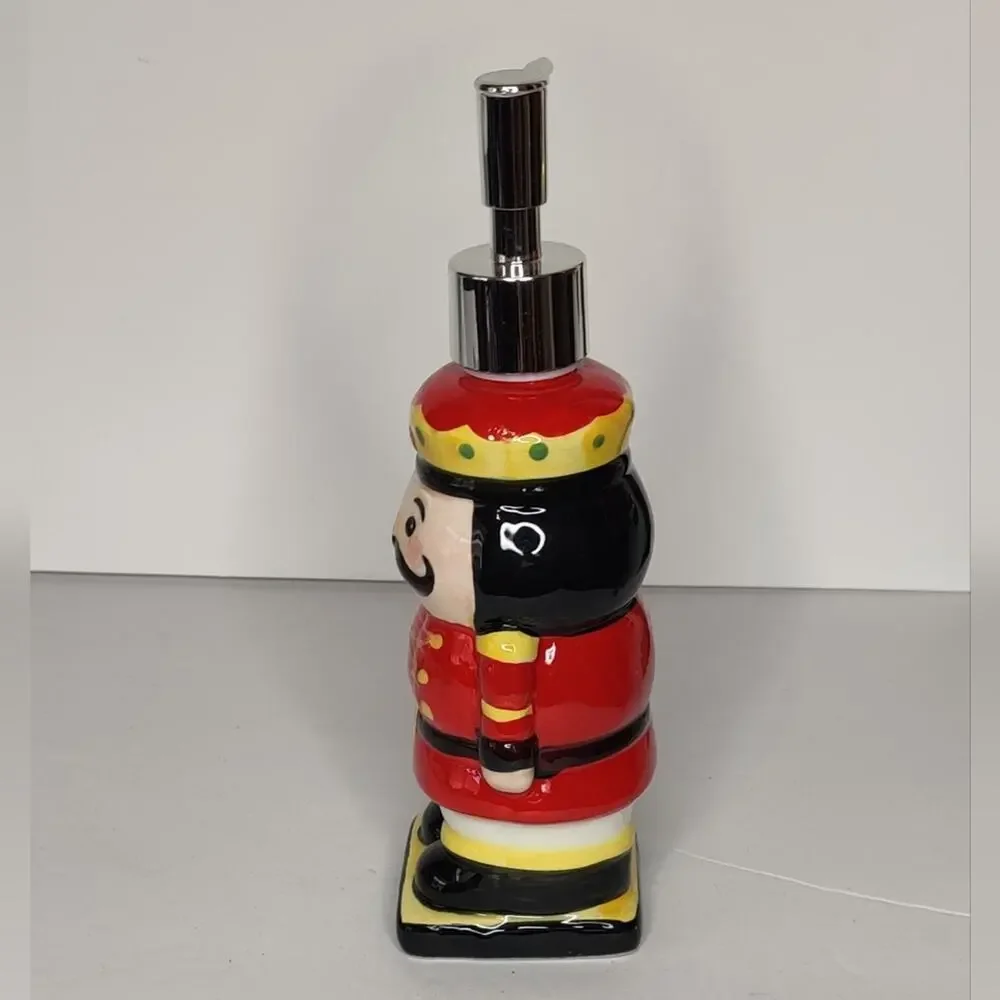 Traditional Christmas‎ Ceramic Nutcracker Soldier Soap Pump Dispenser or Lotion
